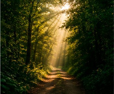 Fotografia de caminho em area de mata com luz natural